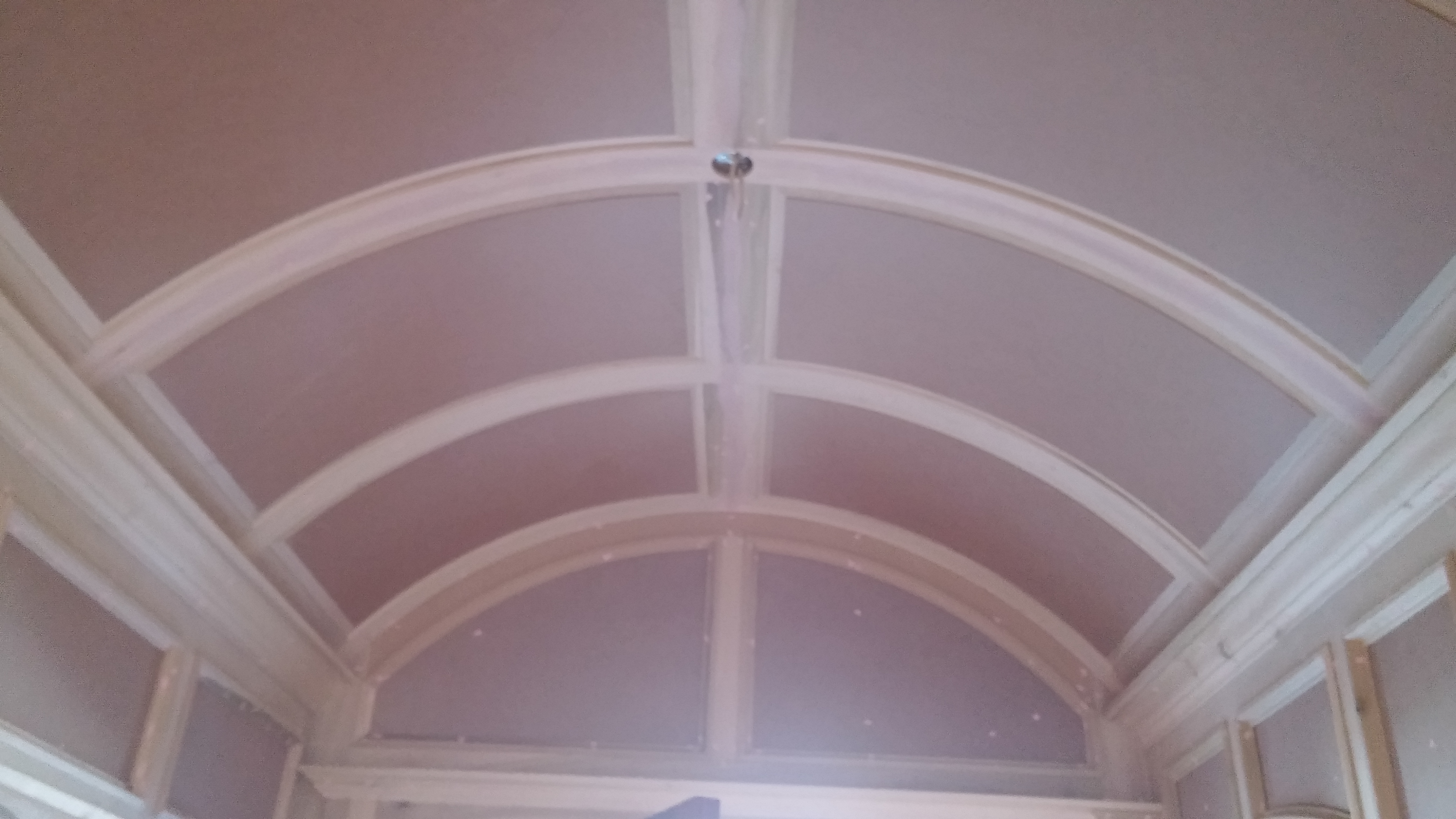 Arch ceiling with MDF panels and Poplar trim & crown